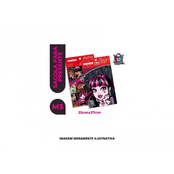 SACOLA PARA PRESENTE - CROMUS - M3 25X37cm MONSTERHIGH - CX40